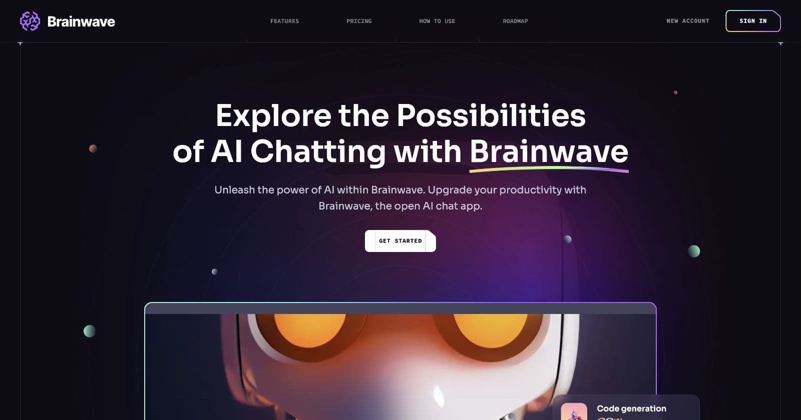 Brainwave AI chat landing page